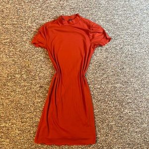 Orange tight dress autumn cute fall chic